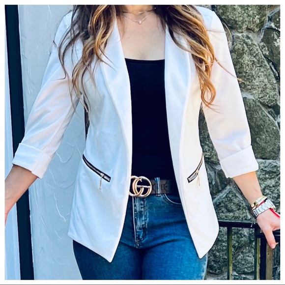 31 Made in France Zipper Trim Off white Fabulous Jacket - Picture 1 of 7